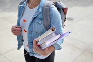 College girl with books